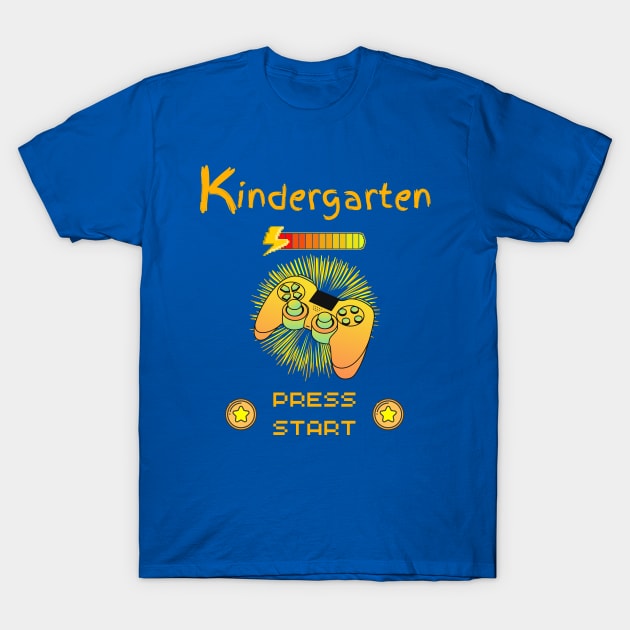 Kindergarten Press Start - Cool Gamer Controller Blue T-Shirt by EvolvedandLovingIt